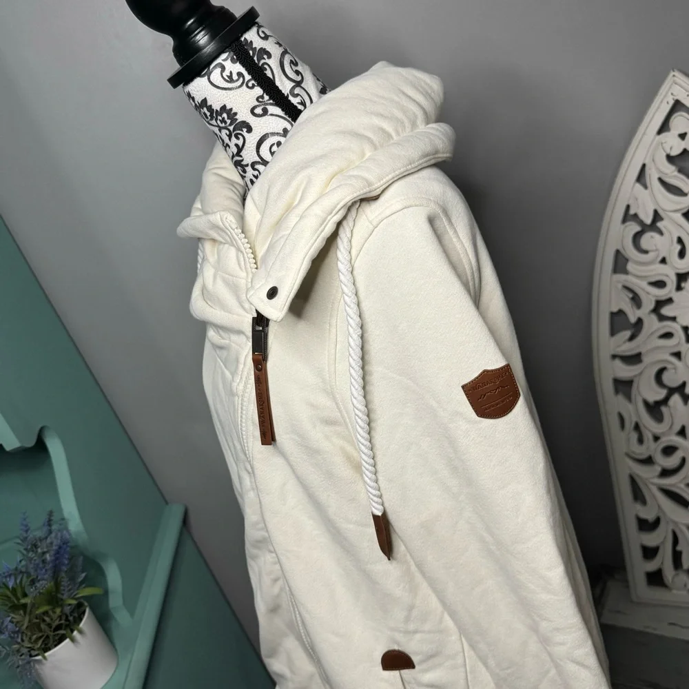 Wanakome Hestia Cowl Neck Zip Up Terry Sweatshirt Size XXL NWT Oatmeal - Picture 7 of 16